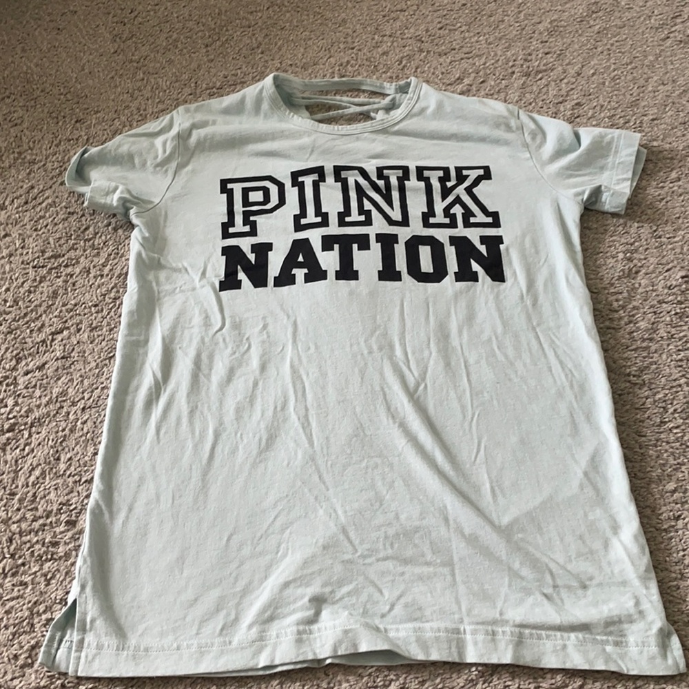 PINK blue shirt top pink nation